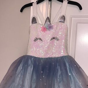 Zunie Unicorn Dress Girl size 4 sequins Blue and white